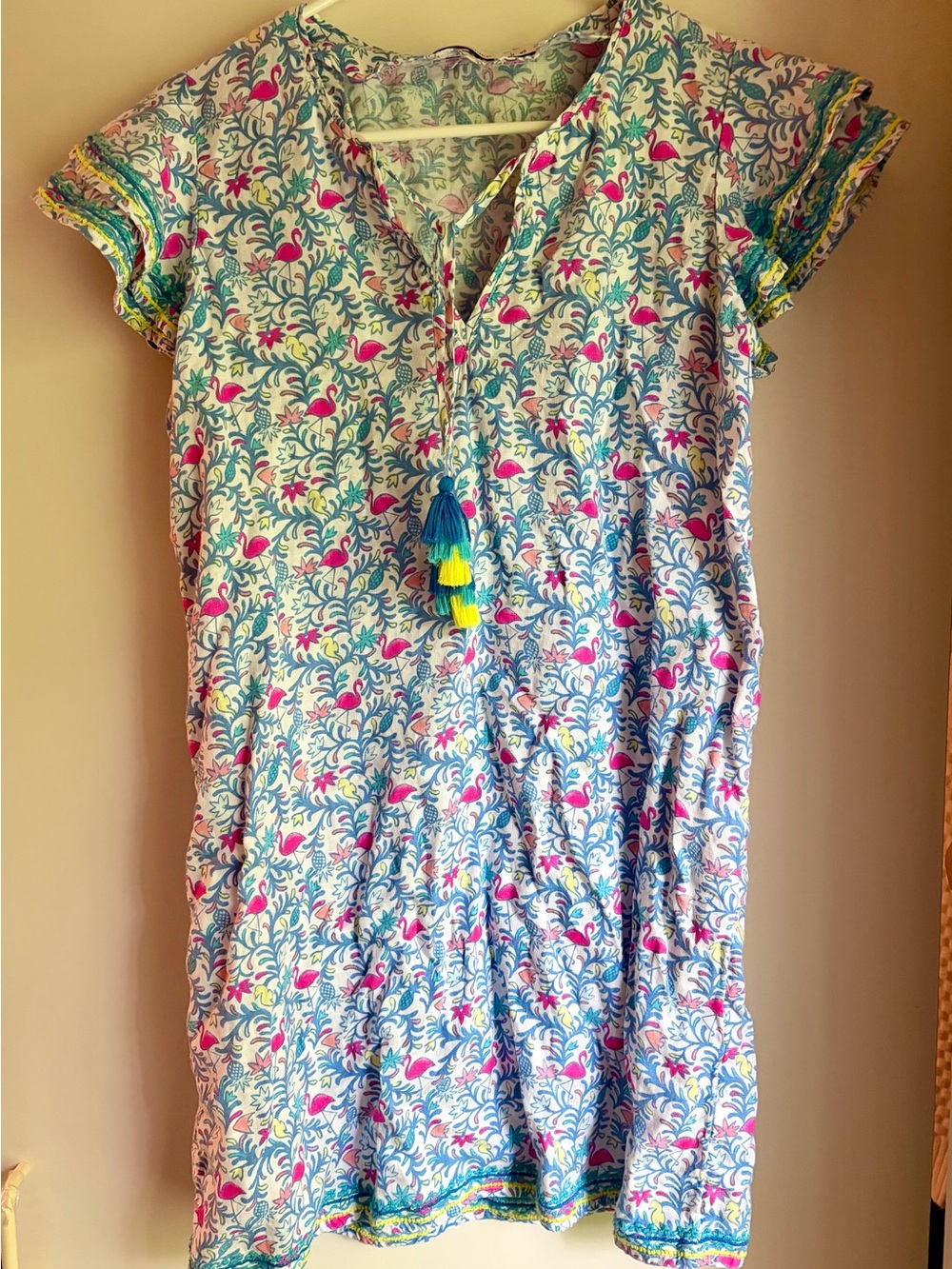Vineyard Vines Women’s Floral Dress with Pink Flamingo Accents Size XS